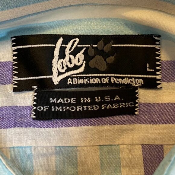 Lobo By Pendleton Mens Shirt Size L Striped Short Sleeve Button-Up Made In USA C - Picture 5 of 9